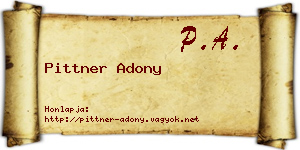 Pittner Adony névjegykártya